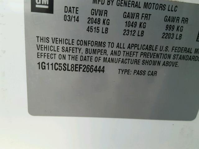 1G11C5SL8EF266444 - 2014 CHEVROLET MALIBU 1LT 白色 照片 10