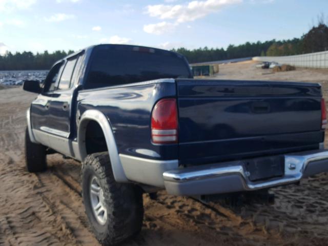 1B7GG2AN51S214410 - 2001 DODGE DAKOTA QUA BLUE photo 3