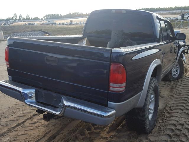 1B7GG2AN51S214410 - 2001 DODGE DAKOTA QUA BLUE photo 4