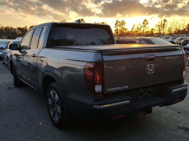 5FPYK2F66HB005793 - 2017 HONDA RIDGELINE CHARCOAL photo 3