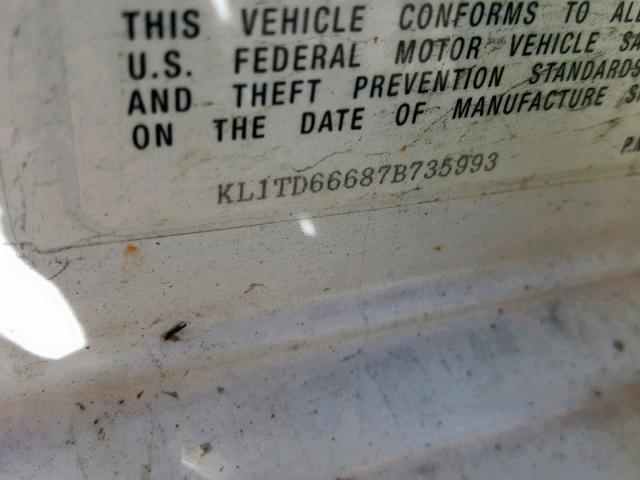 KL1TD66687B735993 - 2007 CHEVROLET AVEO BASE Ağ foto 10