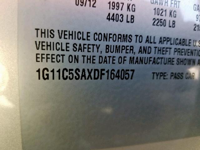 1G11C5SAXDF164057 - 2013 CHEVROLET MALIBU 1LT 棕色 照片 10