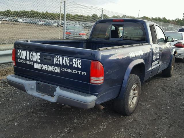 1D7GL12XX3S105377 - 2003 DODGE DAKOTA SXT BLUE photo 4