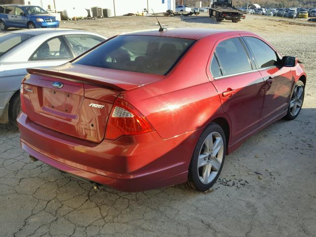 3FAHP0KC9AR192855 - 2010 FORD FUSION SPO RED photo 4