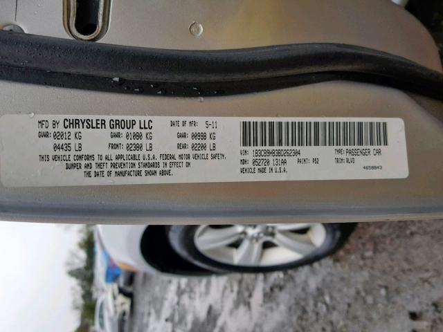 1B3CB9HB3BD262304 - 2011 DODGE CALIBER UP SILVER photo 10