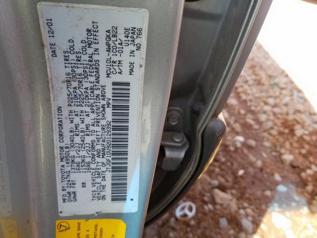 JTJGF10U920129392 - 2002 LEXUS RX 300 SILVER photo 10