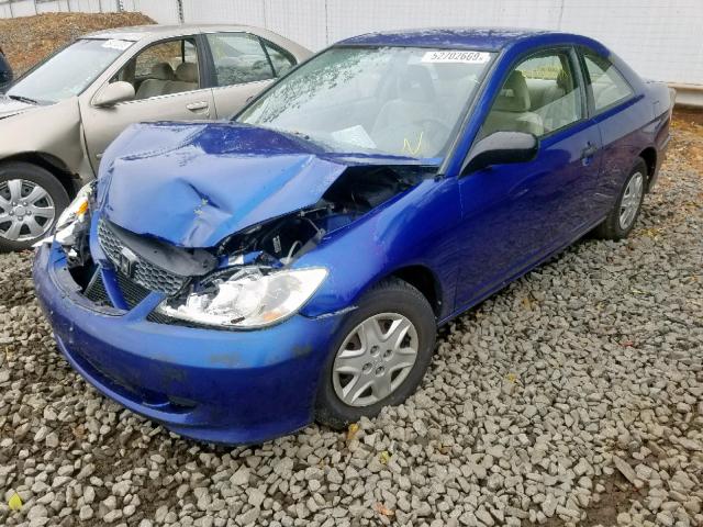 1HGEM221X4L022850 - 2004 HONDA CIVIC DX V BLUE photo 2