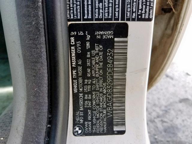 WBAGD8329PDE84932 - 1993 BMW 740 IL AUT WHITE photo 10