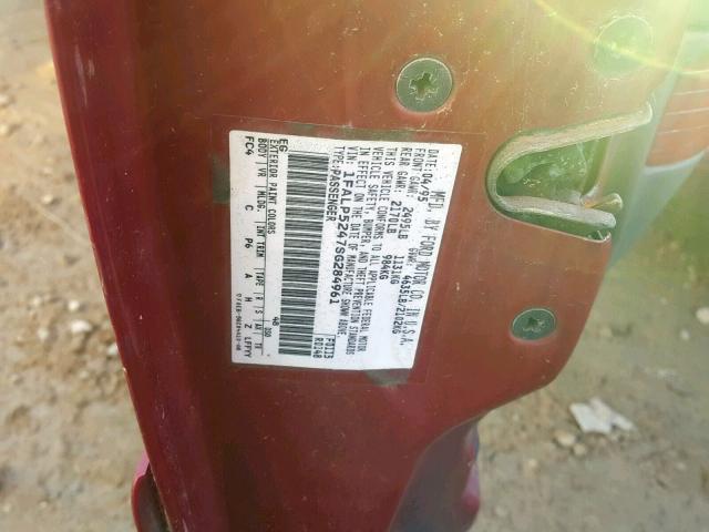 1FALP5247SG284961 - 1995 FORD TAURUS GL MAROON photo 10