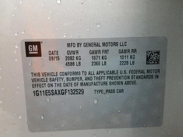 1G11E5SAXGF132529 - 2016 CHEVROLET MALIBU LIM 银色 照片 10