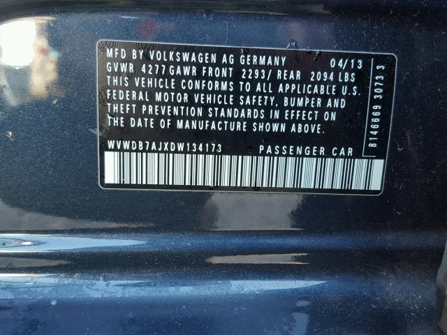 WVWDB7AJXDW134173 - 2013 VOLKSWAGEN GOLF 蓝色 照片 10