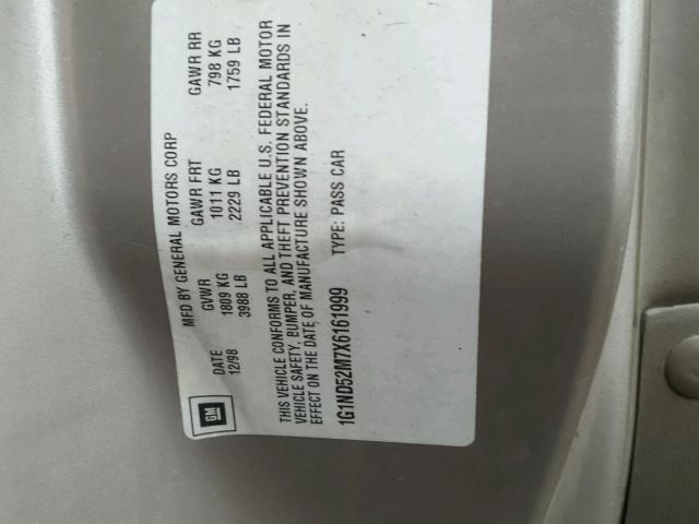 1G1ND52M7X6161999 - 1999 CHEVROLET MALIBU TAN photo 10