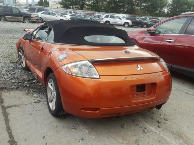 4A3AL25F78E005499 - 2008 MITSUBISHI ECLIPSE SP ORANGE photo 3