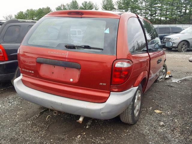 1B4GP253X2B675996 - 2002 DODGE CARAVAN SE RED photo 4