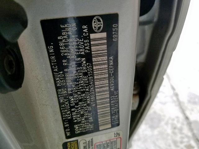 4T1BE32K54U915057 - 2004 TOYOTA CAMRY LE SILVER photo 10