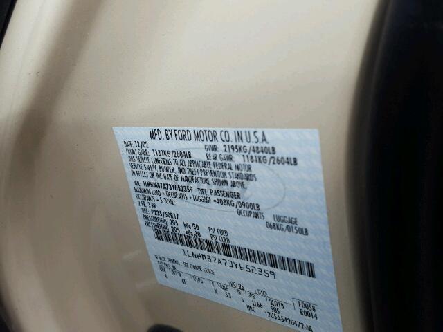 1LNHM87A73Y652359 - 2003 LINCOLN LS BEIGE photo 10