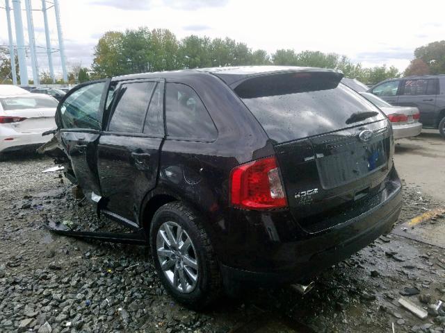 2FMDK4JC7DBC68569 - 2013 FORD EDGE SEL BLACK photo 3