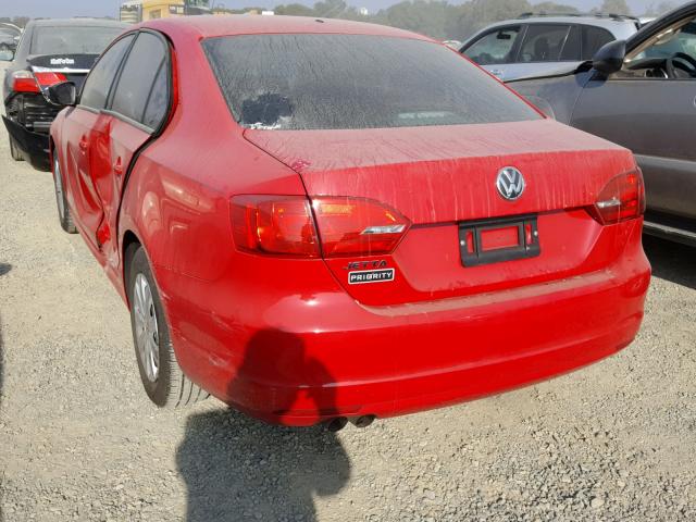 3VW2K7AJ1EM434237 - 2014 VOLKSWAGEN JETTA BASE RED photo 3