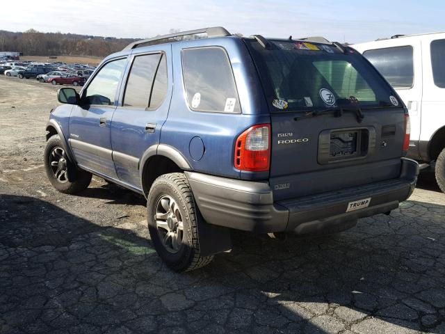 4S2DM58W434307829 - 2003 ISUZU RODEO S BLUE photo 3