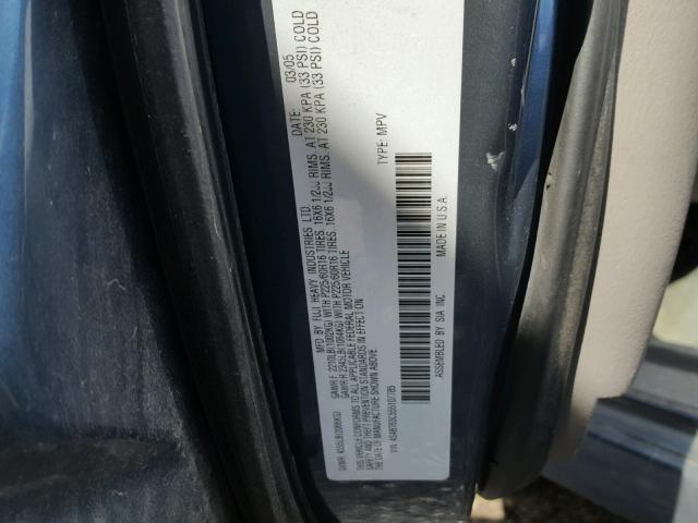 4S4BT63C555107785 - 2005 SUBARU BAJA TURBO BLUE photo 10