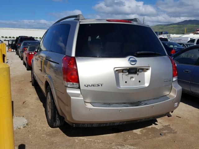 5N1BV28U35N114500 - 2005 NISSAN QUEST S GOLD photo 3