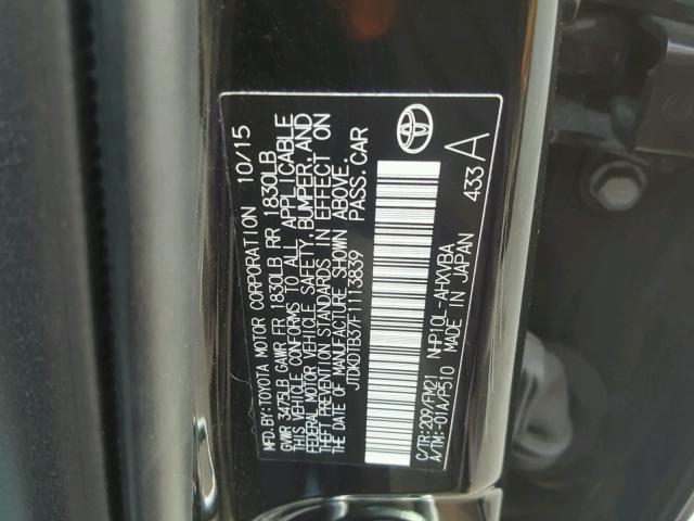 JTDKDTB37F1113839 - 2015 TOYOTA PRIUS C BLACK photo 10