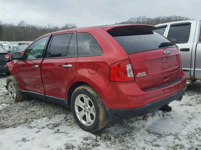 2FMDK4JC2BBA28956 - 2011 FORD EDGE SEL RED photo 3