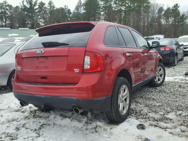 2FMDK4JC2BBA28956 - 2011 FORD EDGE SEL RED photo 4