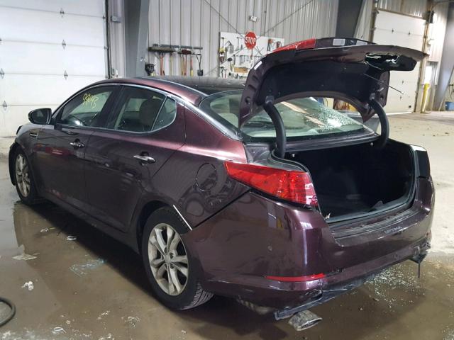 5XXGN4A77CG080290 - 2012 KIA OPTIMA EX BURGUNDY photo 3