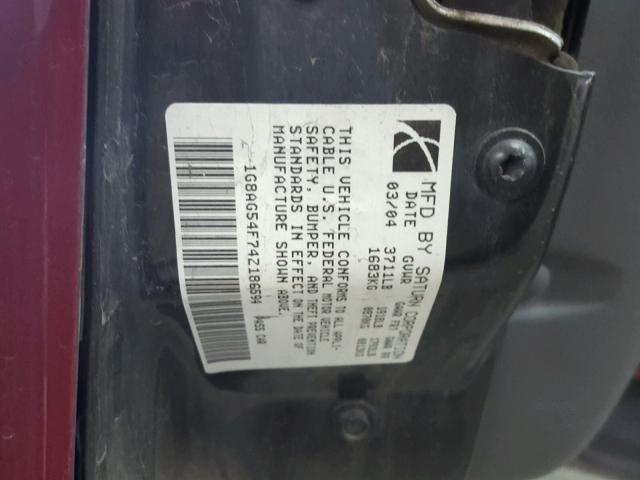 1G8AG54F74Z186594 - 2004 SATURN ION LEVEL 栗色 照片 10