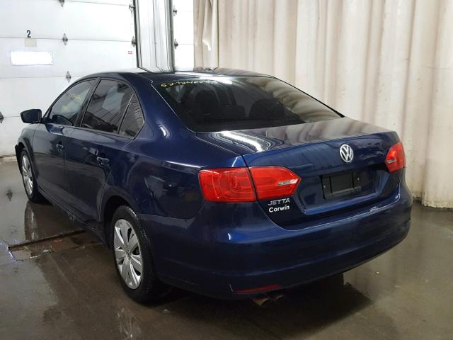 3VW2K7AJ4BM074554 - 2011 VOLKSWAGEN JETTA BASE Կապույտ լուսանկար 3