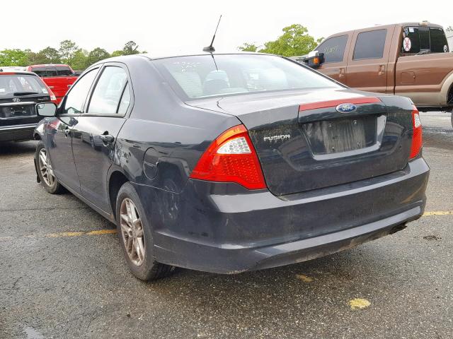 3FAHP0GA5BR332523 - 2011 FORD FUSION S BLACK photo 3