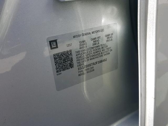 1G1ZB5ST8JF168482 - 2018 CHEVROLET MALIBU LS 银色 照片 10