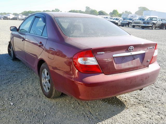 4T1BF30K02U022260 - 2002 TOYOTA CAMRY LE RED photo 3