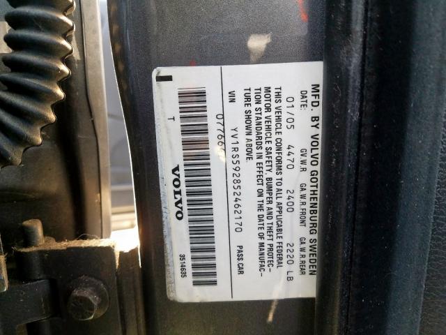 YV1RS592852462170 - 2005 VOLVO S60 2.5T GRAY photo 10