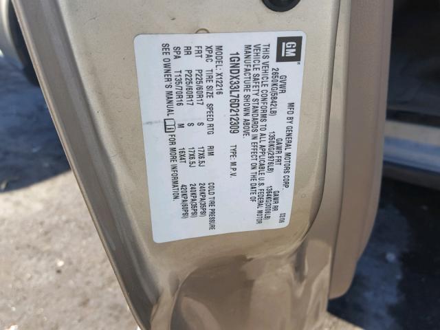 1GNDX33L76D212309 - 2006 CHEVROLET UPLANDER L 金色 照片 10