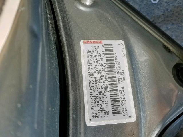 JT8BF28G9Y0278748 - 2000 LEXUS ES 300 SILVER photo 10