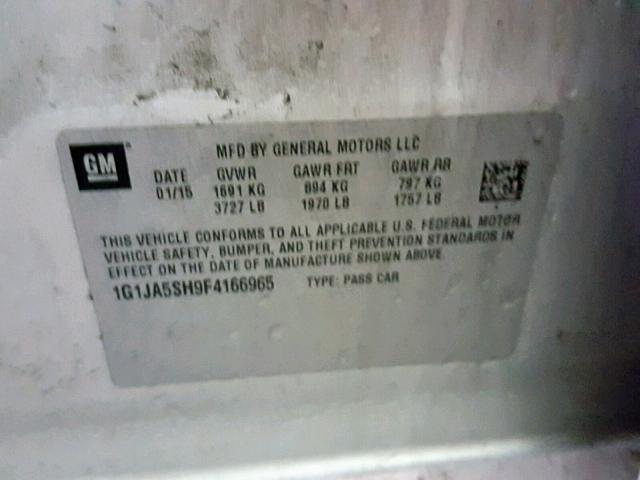 1G1JA5SH9F4166965 - 2015 CHEVROLET SONIC LS 银色 照片 10