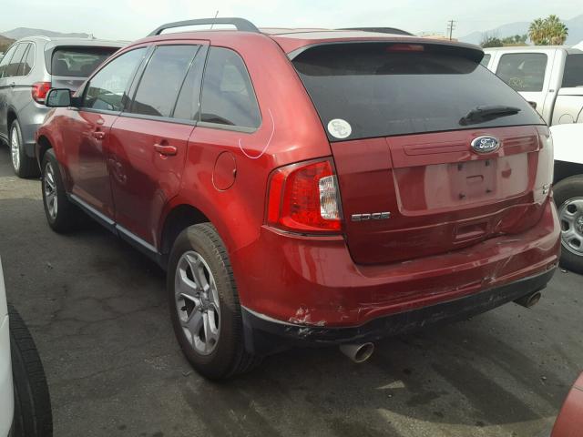 2FMDK4JCXDBA23068 - 2013 FORD EDGE SEL MAROON photo 3