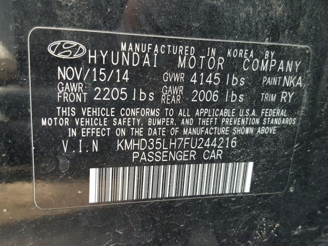 KMHD35LH7FU244216 - 2015 HYUNDAI ELANTRA GT BLACK photo 10