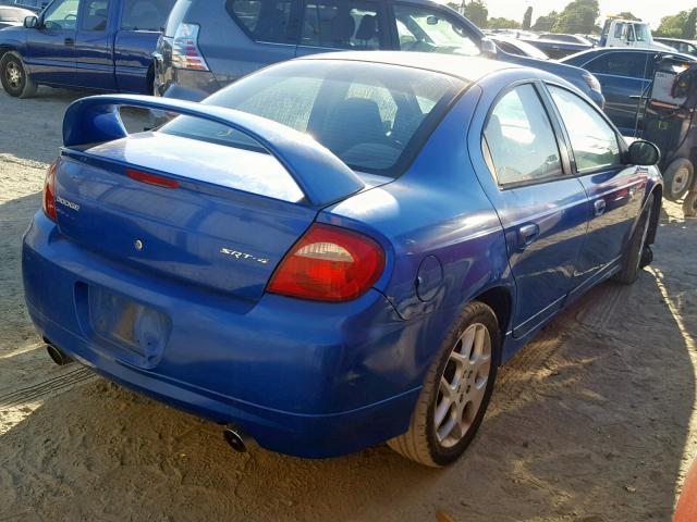 1B3ES66S34D561255 - 2004 DODGE NEON SRT-4 BLUE photo 4