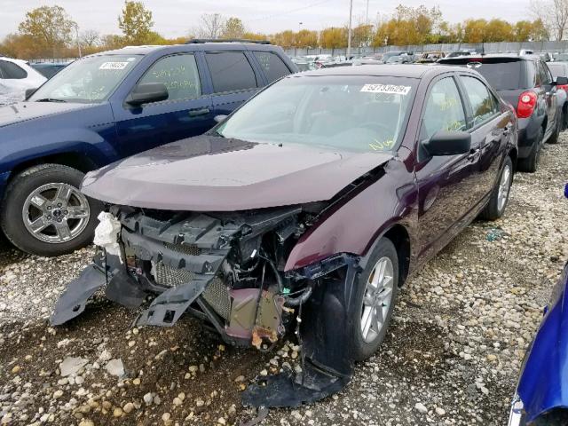 3FAHP0GA2CR281645 - 2012 FORD FUSION S BURGUNDY photo 2