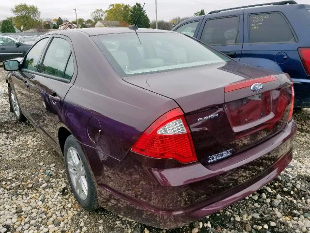 3FAHP0GA2CR281645 - 2012 FORD FUSION S BURGUNDY photo 3