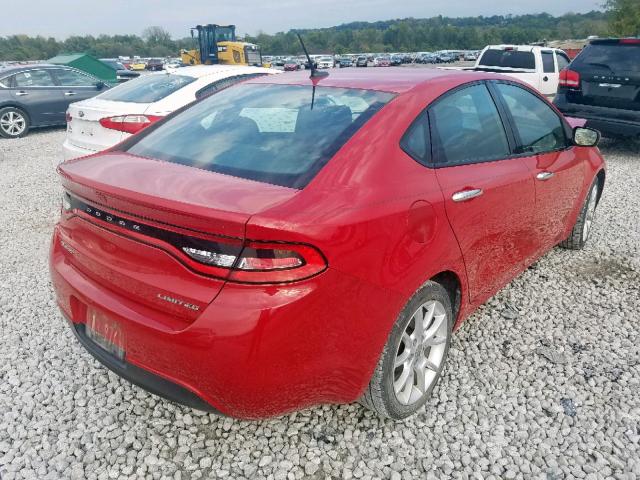 1C3CDFCA4DD105264 - 2013 DODGE DART LIMIT RED photo 4