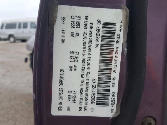 2B3HD56F4TH261472 - 1996 DODGE INTREPID E PURPLE photo 10