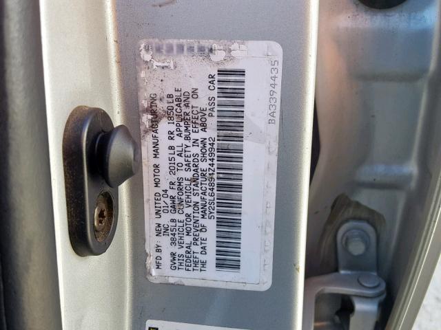 5Y2SL64894Z449942 - 2004 PONTIAC VIBE SILVER photo 10