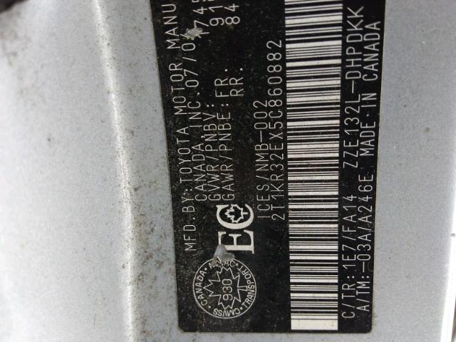 2T1KR32EX5C860882 - 2005 TOYOTA COROLLA MA SILVER photo 9