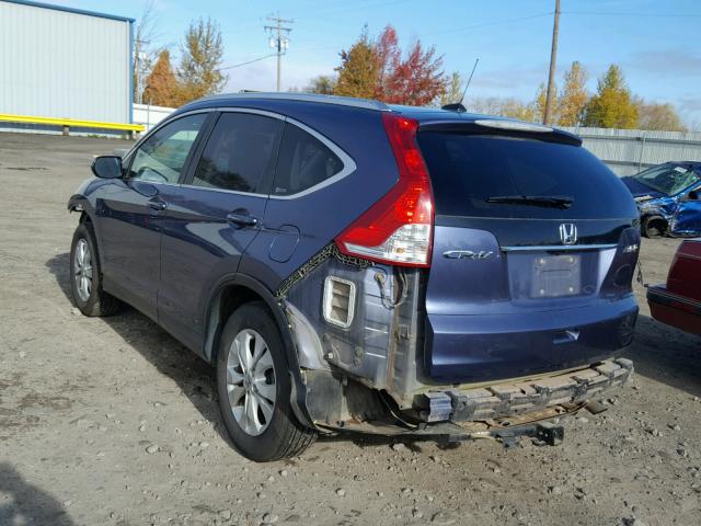 5J6RM4H70CL065545 - 2012 HONDA CR-V EXL BLUE photo 3