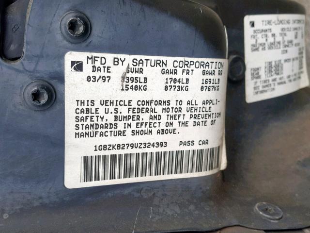 1G8ZK8279VZ324393 - 1997 SATURN SW2 GRAY photo 10