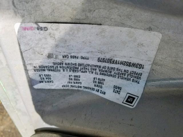 1G3WS52H1YF307979 - 2000 OLDSMOBILE INTRIGUE G SILVER photo 10